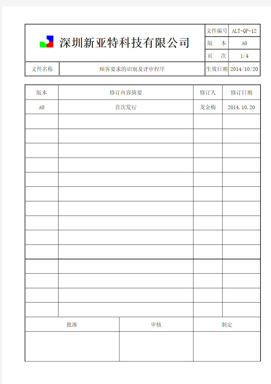 12 顾客要求的识别及评审程序