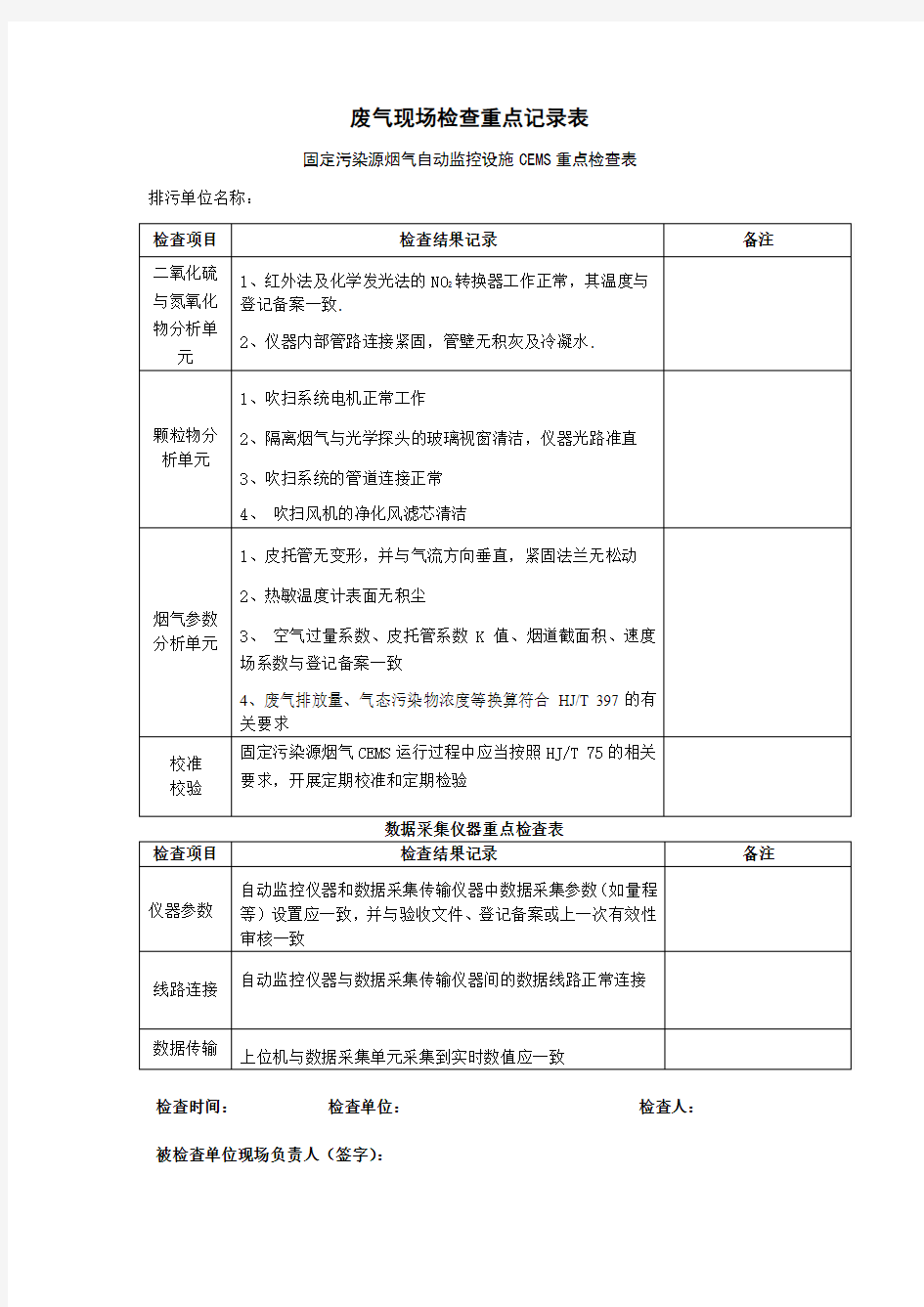 废气检查表