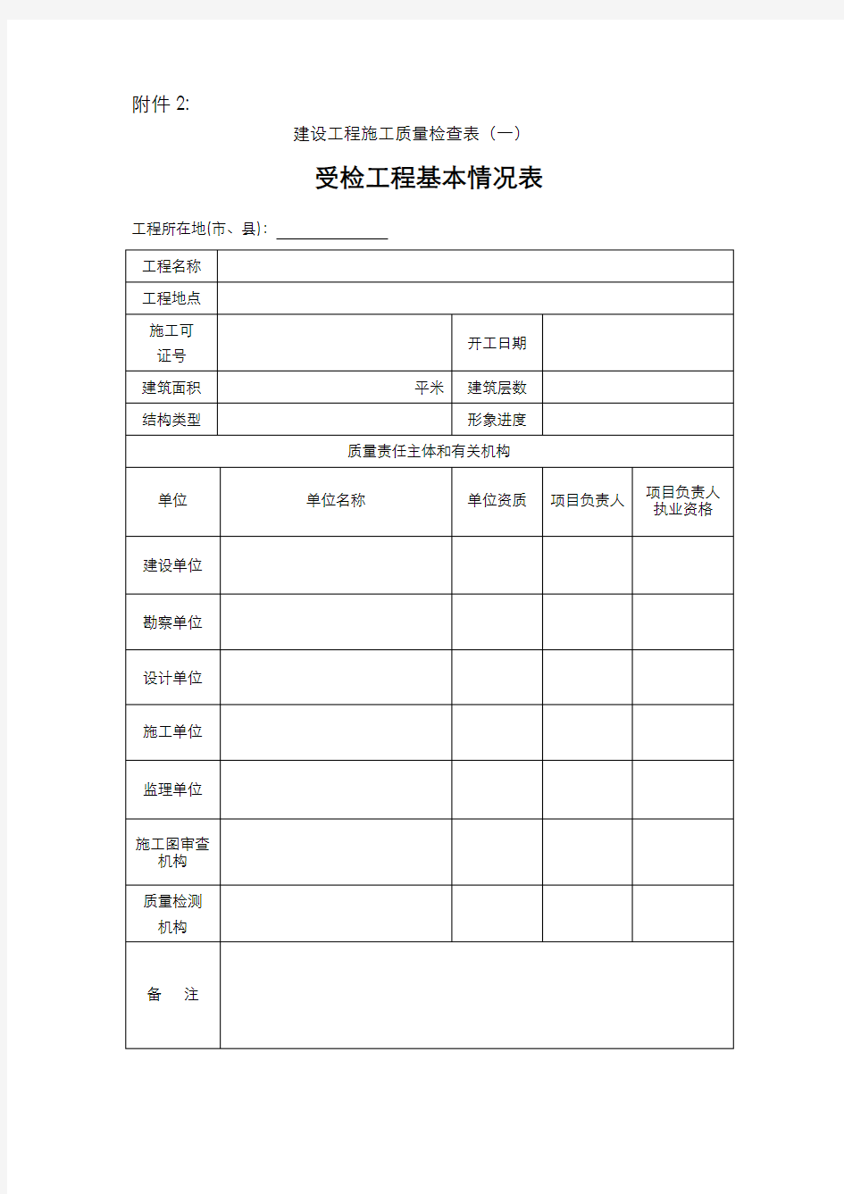 建设工程施工质量检查表(一)