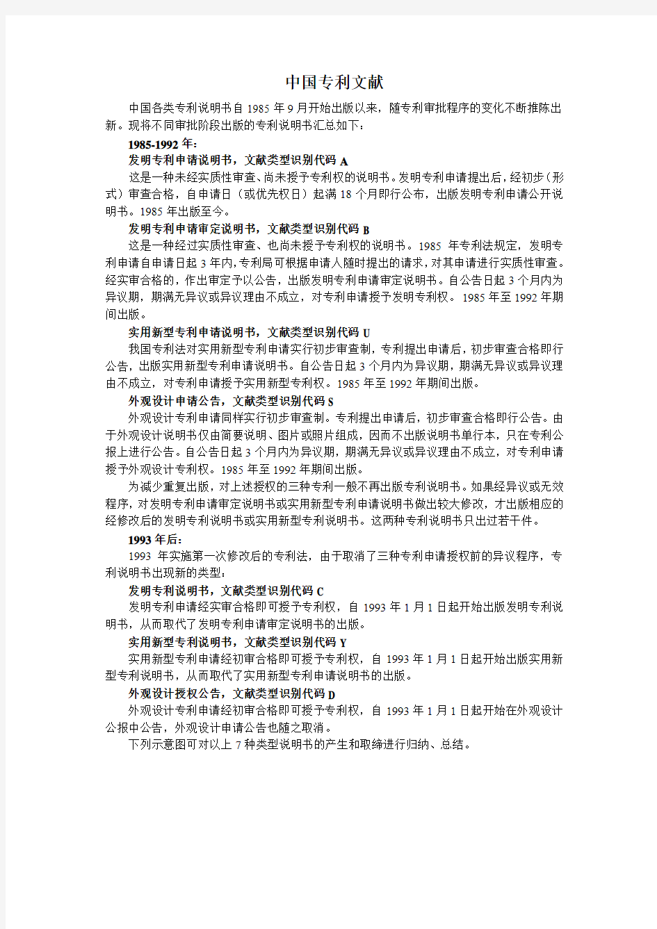 中国专利文献介绍