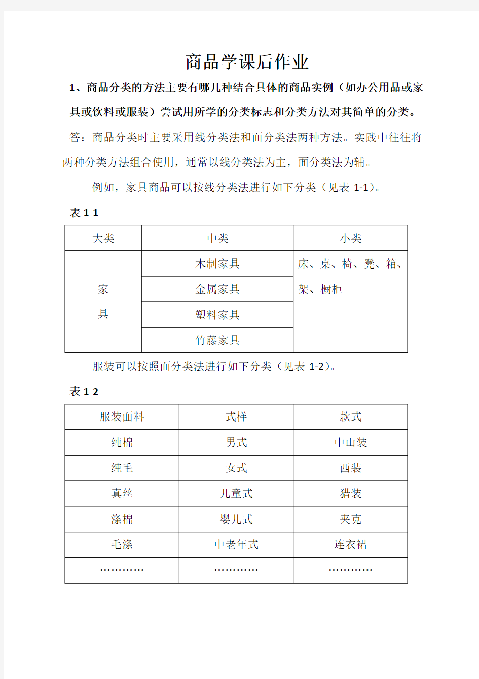 商品学作业答案