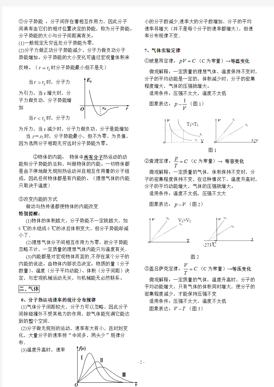 高中物理-选修3-3知识点总结