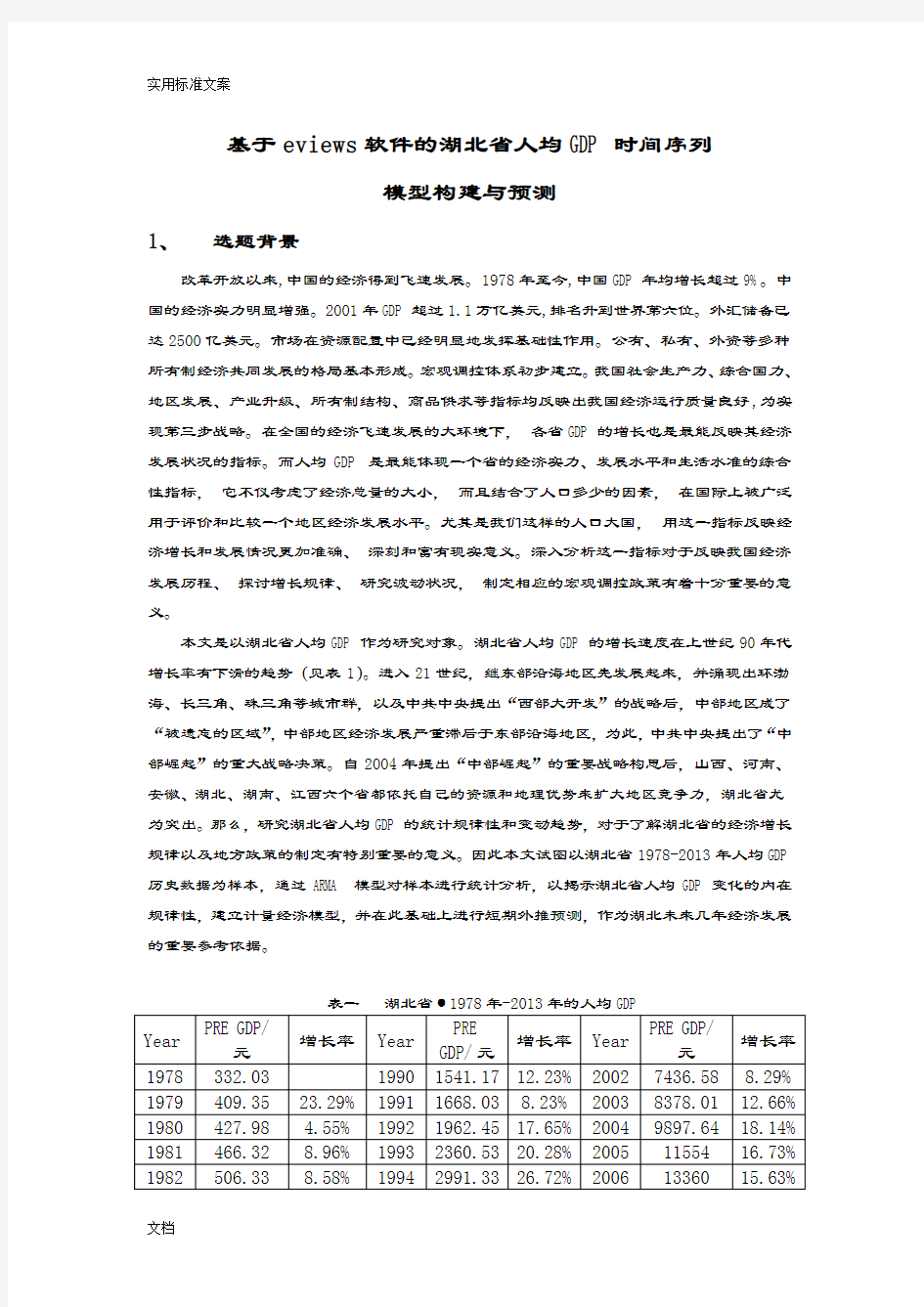 eviews统计分析报告报告材料