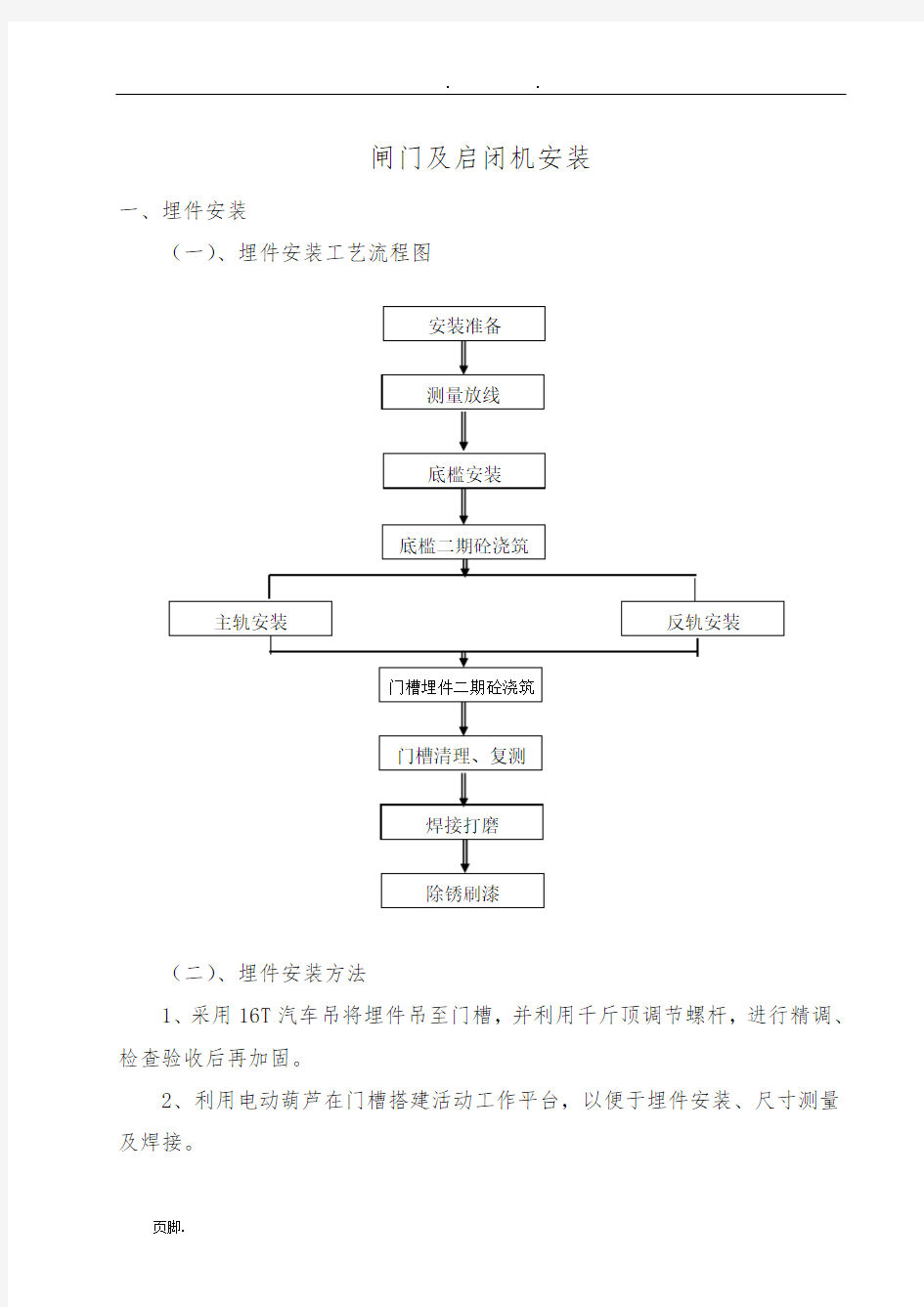 闸门及启闭机安装