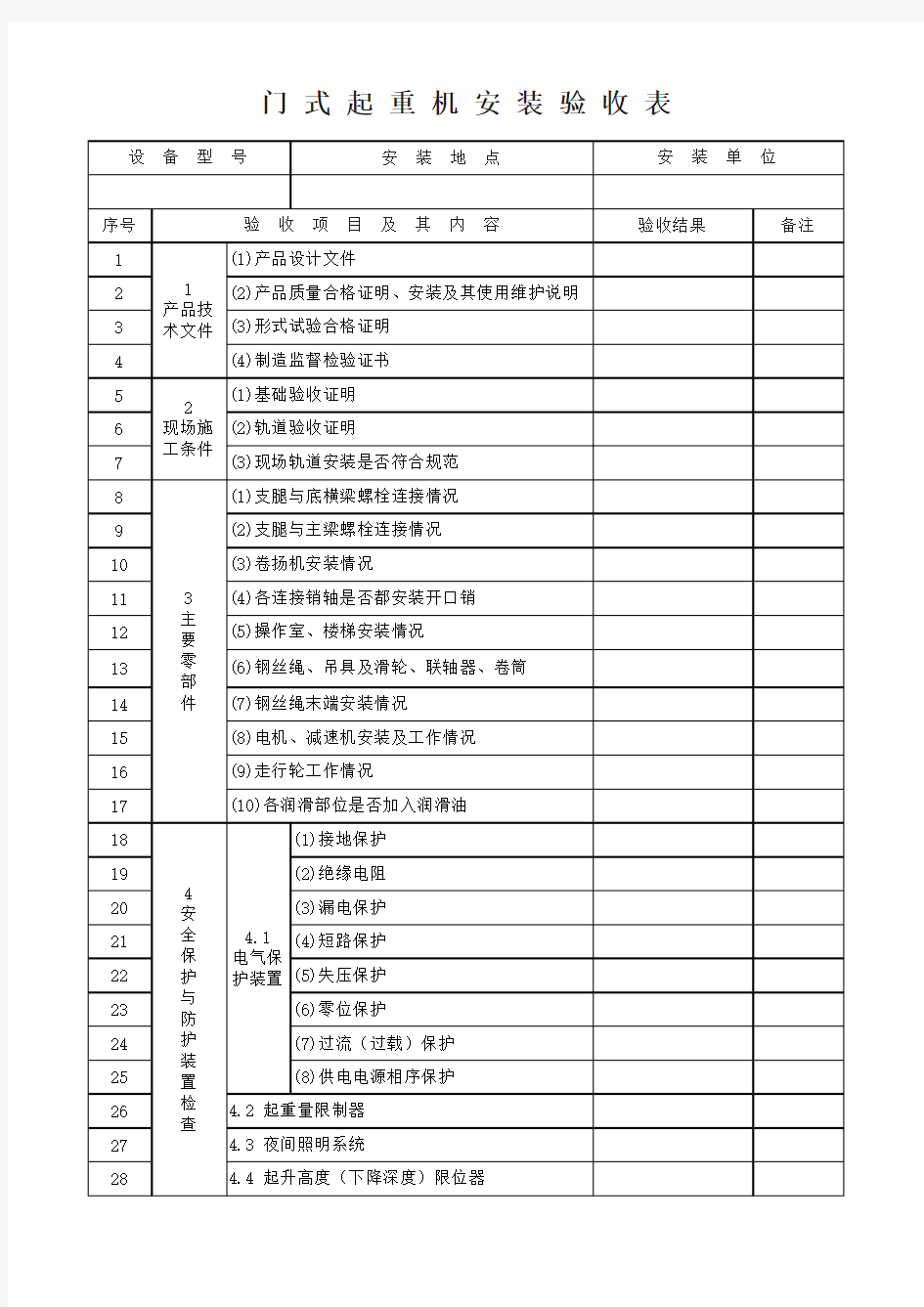 起重机械验收表