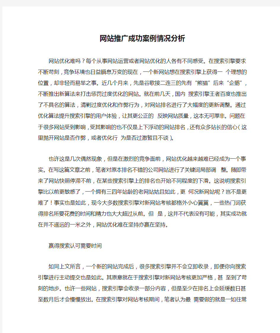 网站推广成功案例情况分析