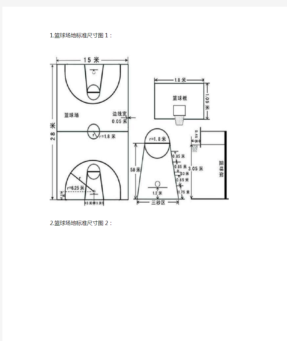 篮球场地标准尺寸(图示)