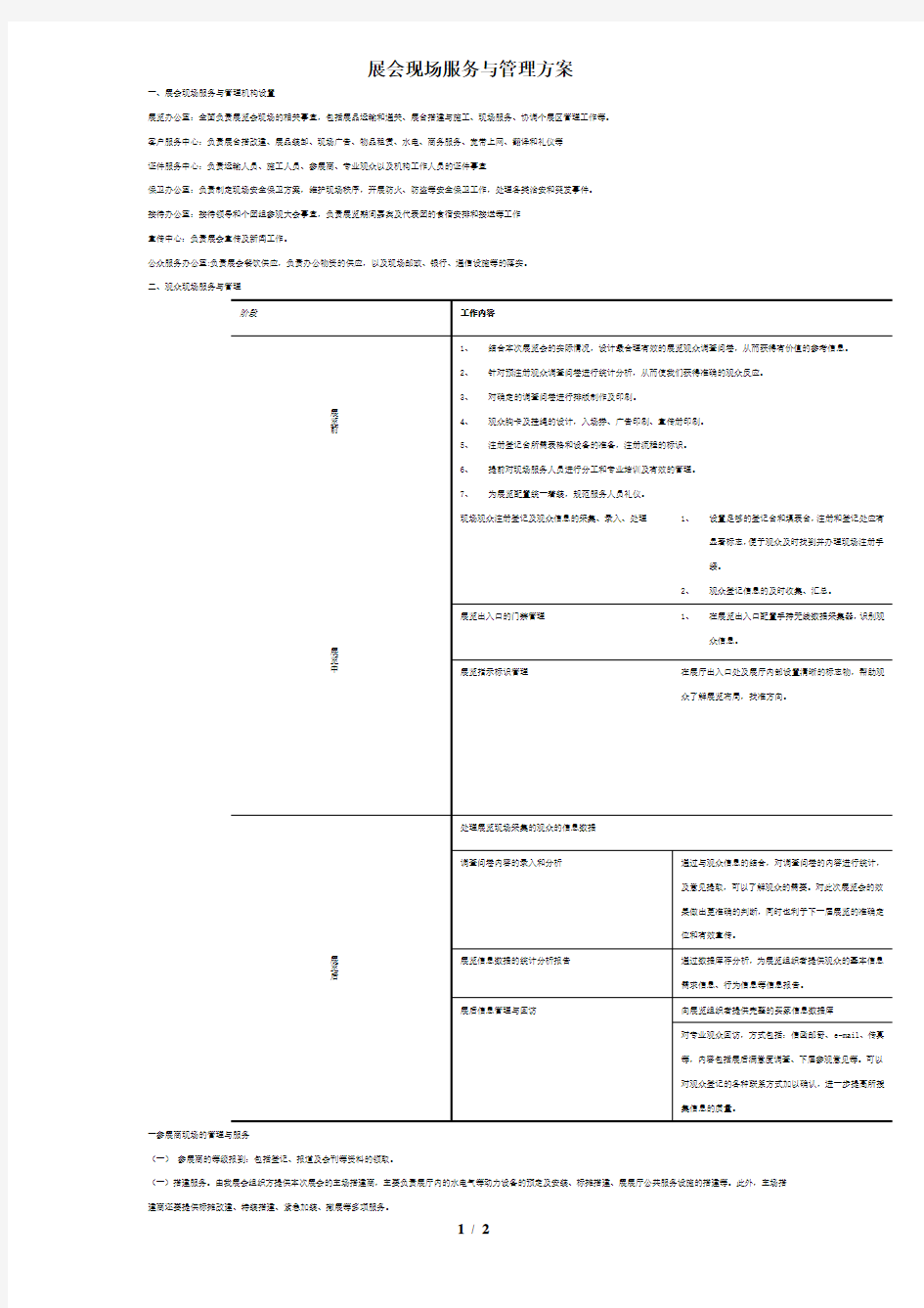 会展现场服务与管理方案