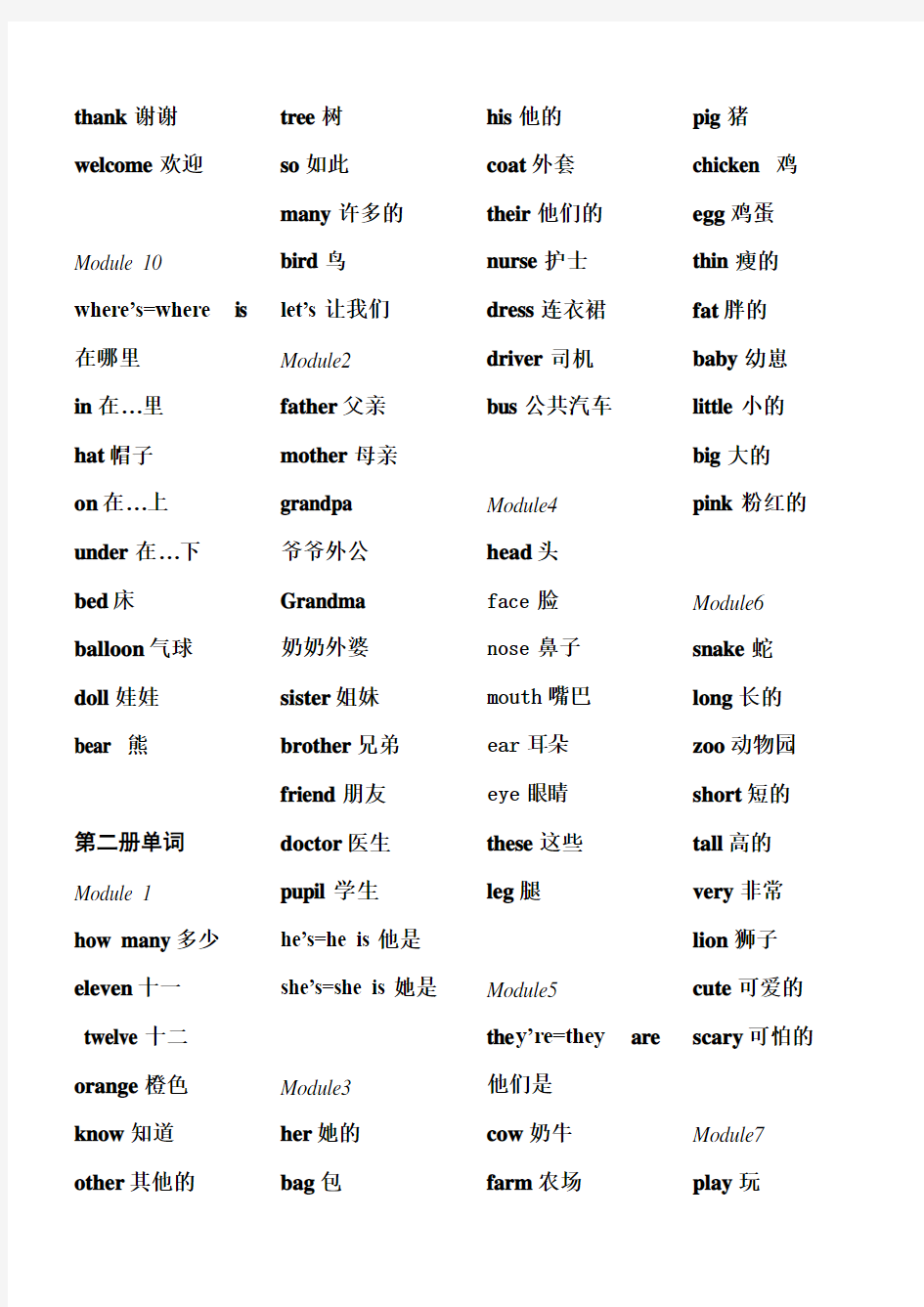 新标准全12册英语单词