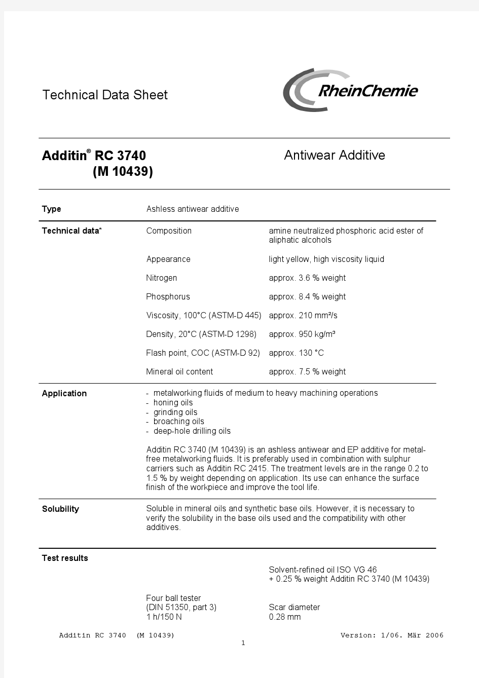 RheinChemie  Additin RC_3740 极压剂中性磷酸酯