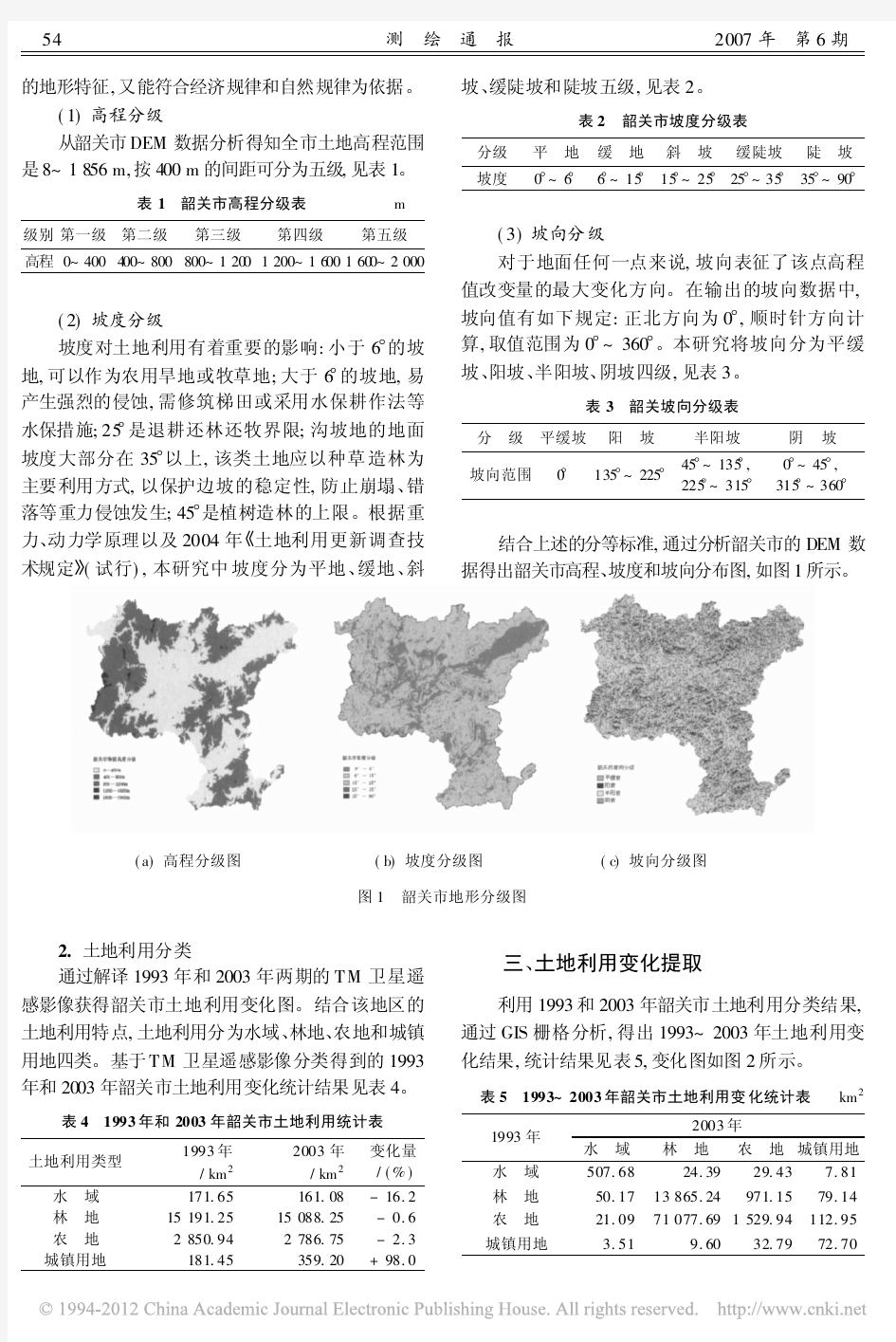 基于DEM的广东省山区土地利用变化分析_黎景良