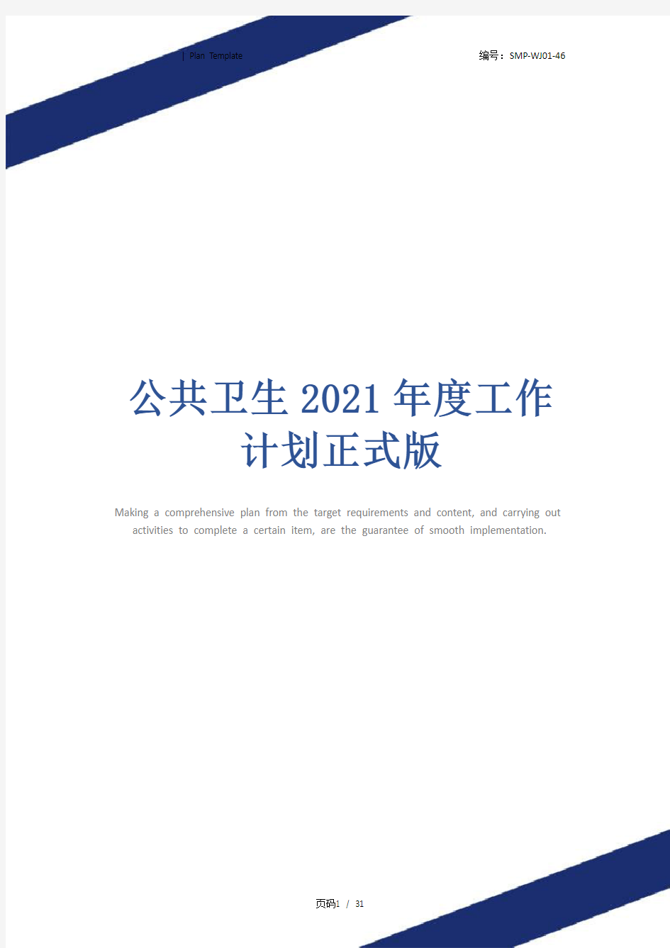 公共卫生2021年度工作计划正式版