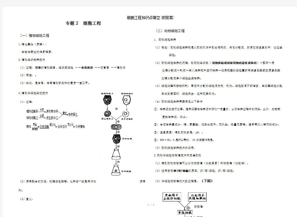 细胞工程知识点填空附解析