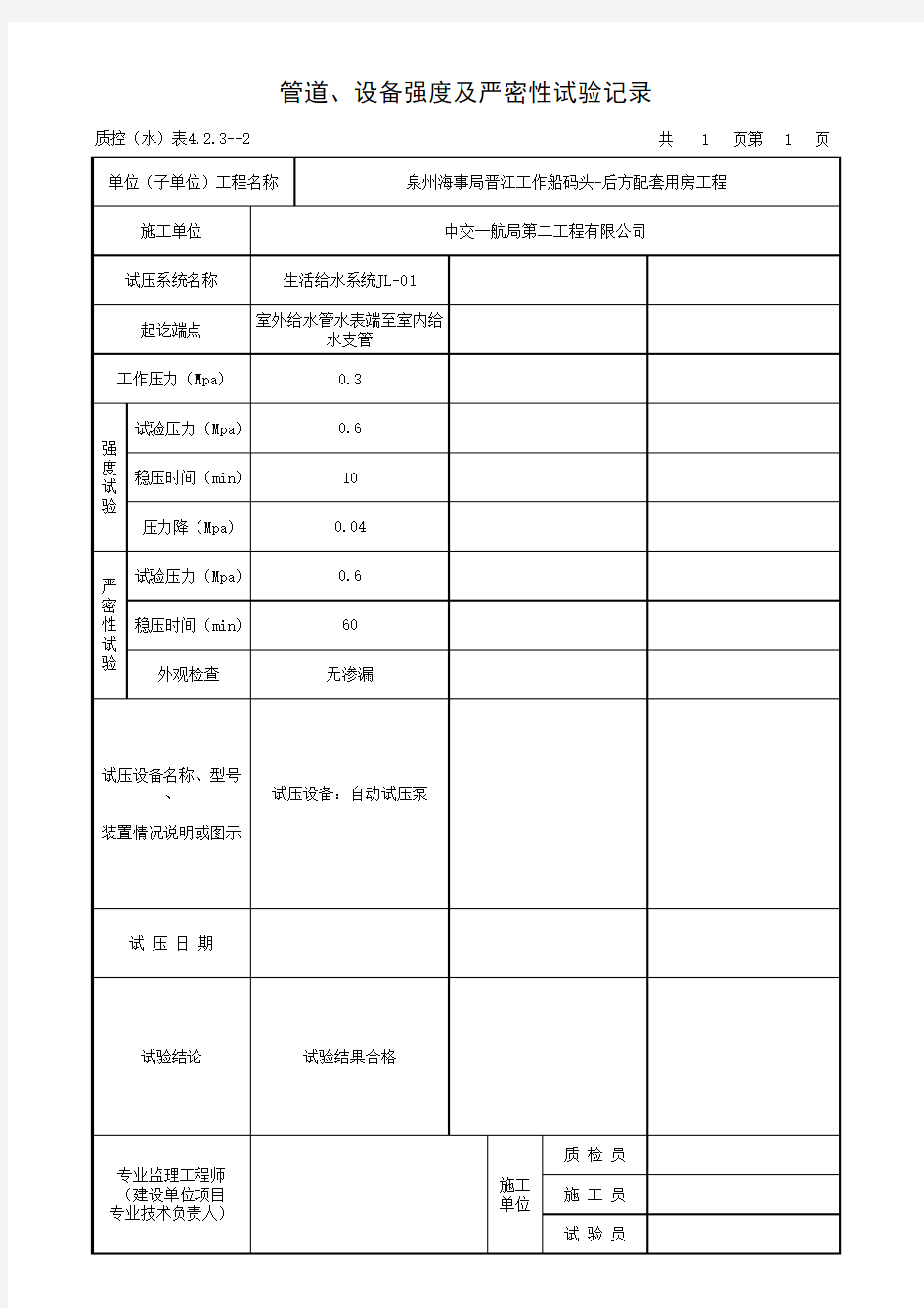 阀门强度及严密性试验