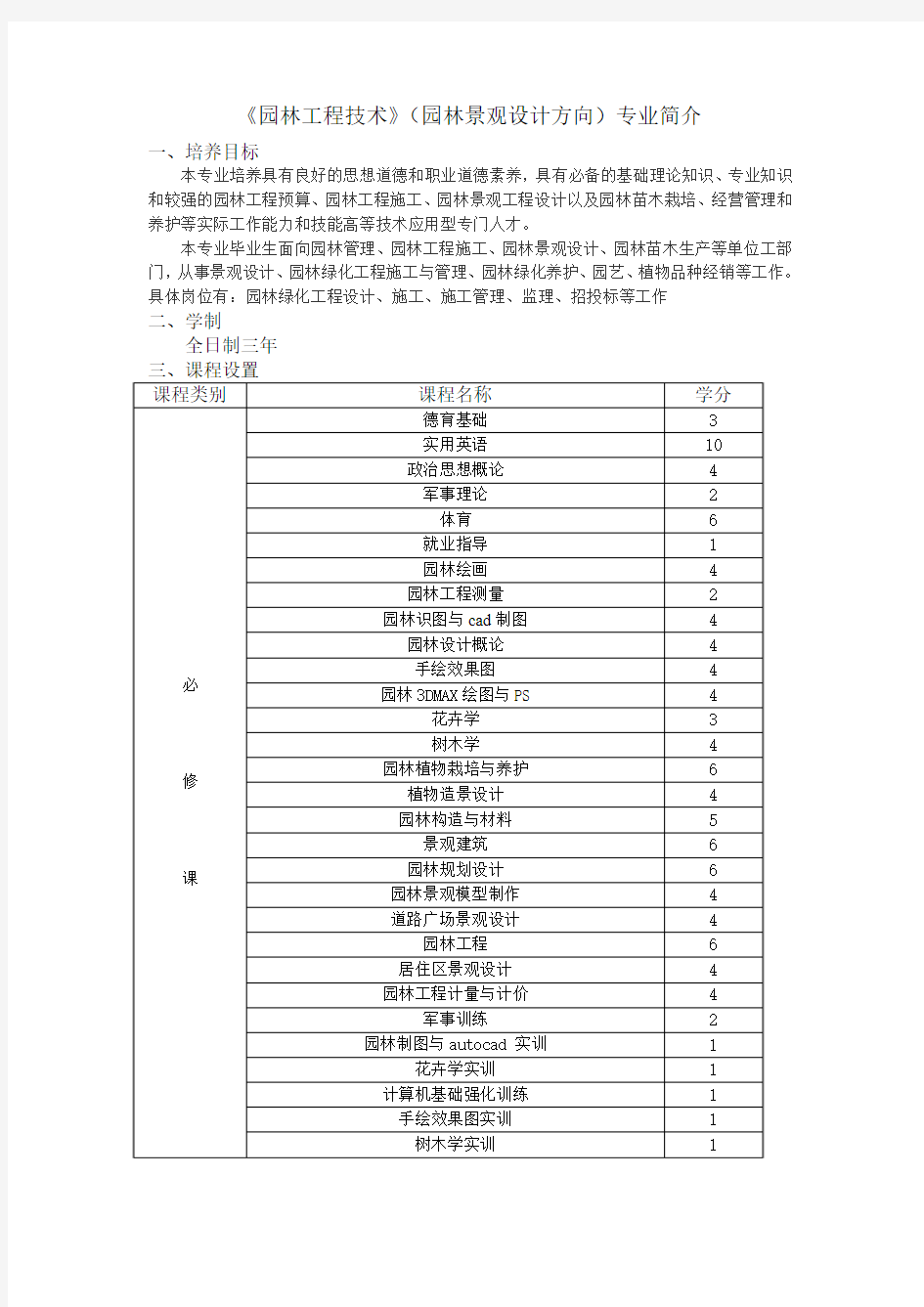 园林工程技术园林景观设计方向专业简介