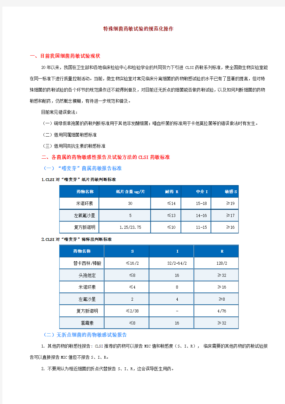 特殊细菌药敏试验规范化操作系列