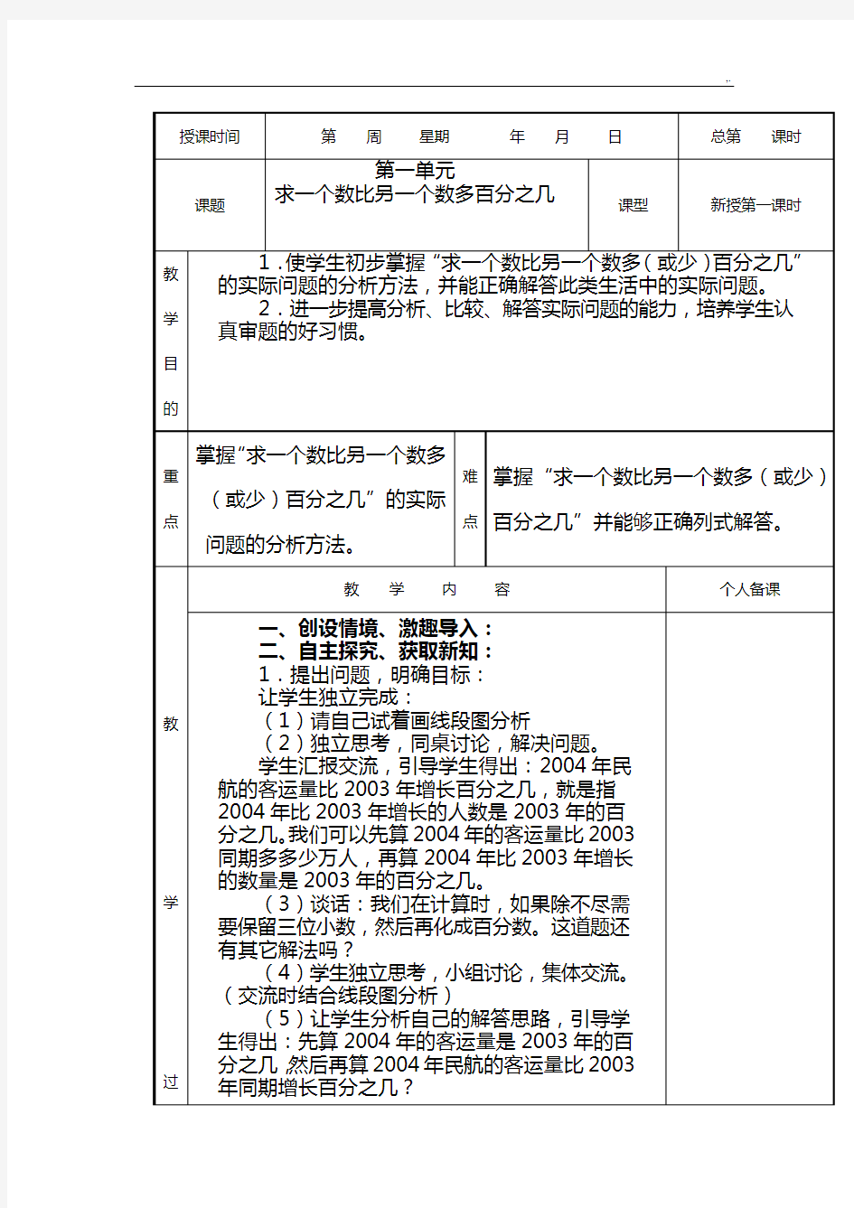 青岛版六年级下册数学全册课程教案