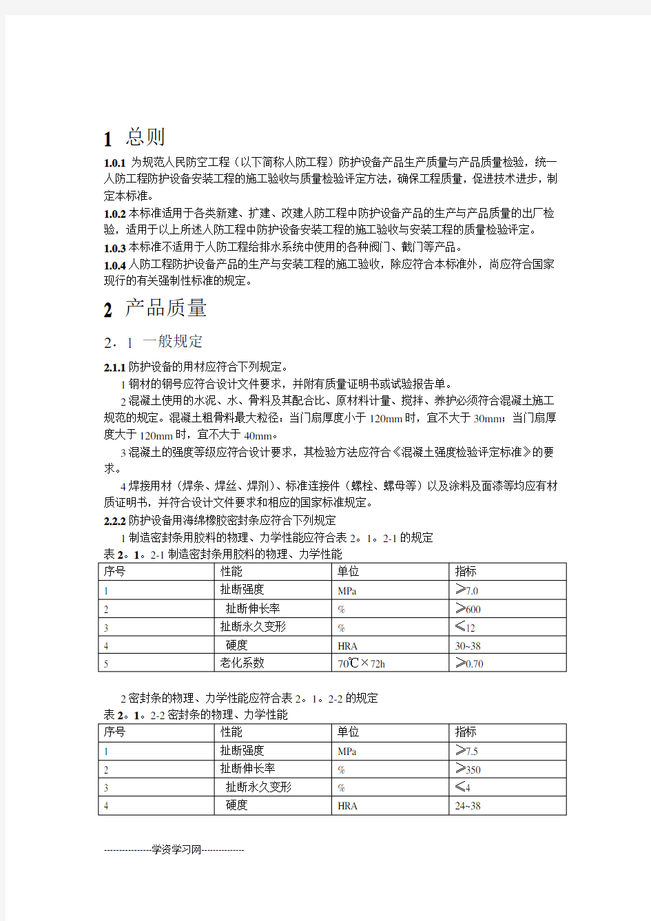 RFJ人民防空工程防护设备产品质量检验与施工验收规范