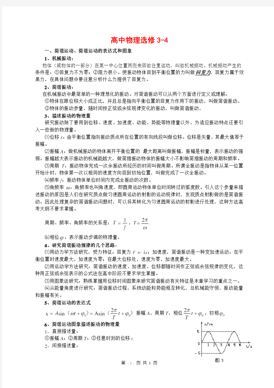 高中物理选修3-4知识点总结