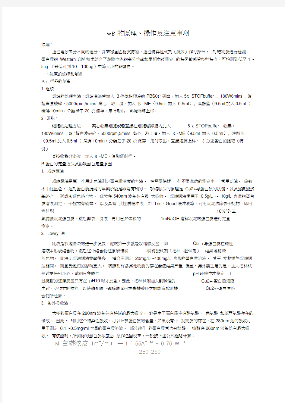 WB的原理、操作及注意事项