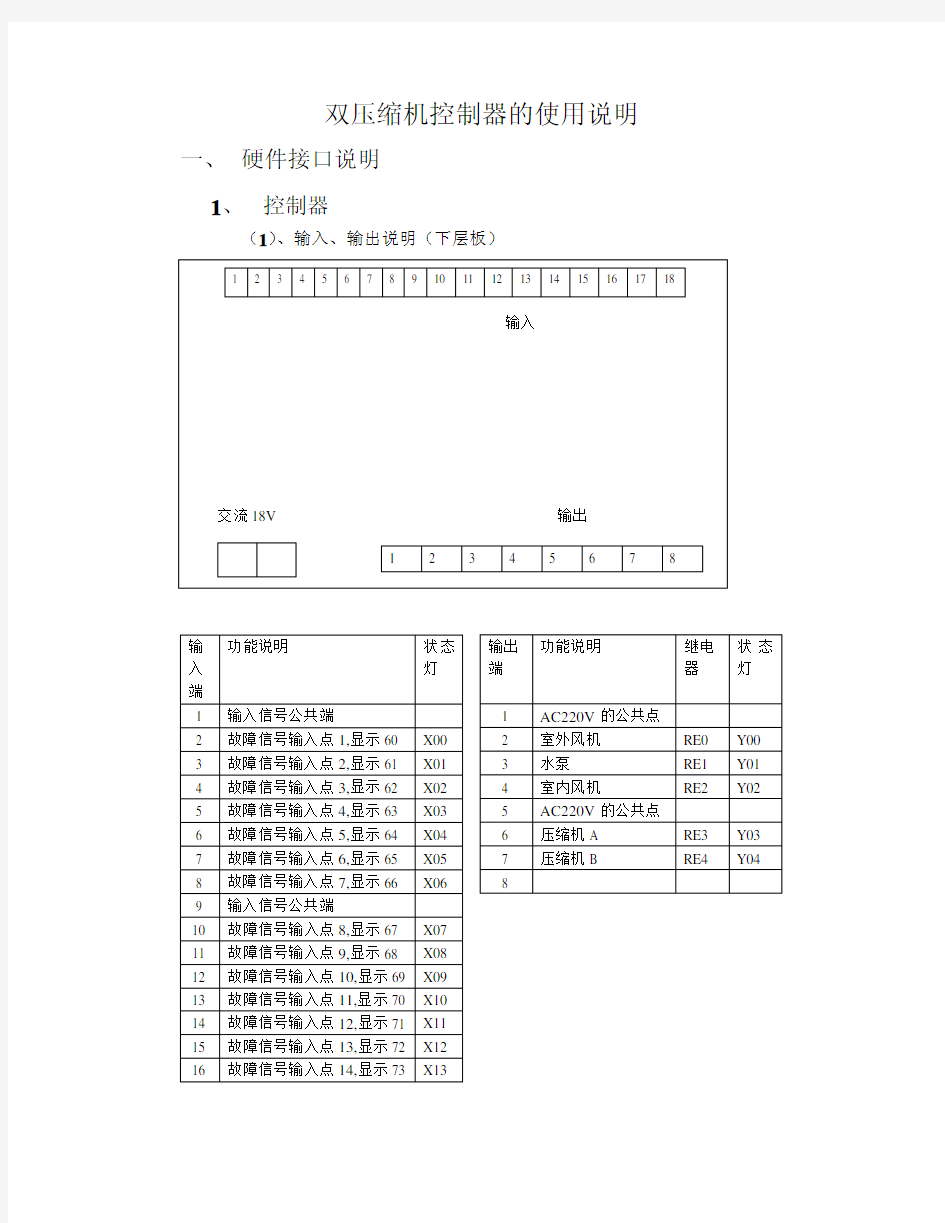 压缩机控制器的使用说明