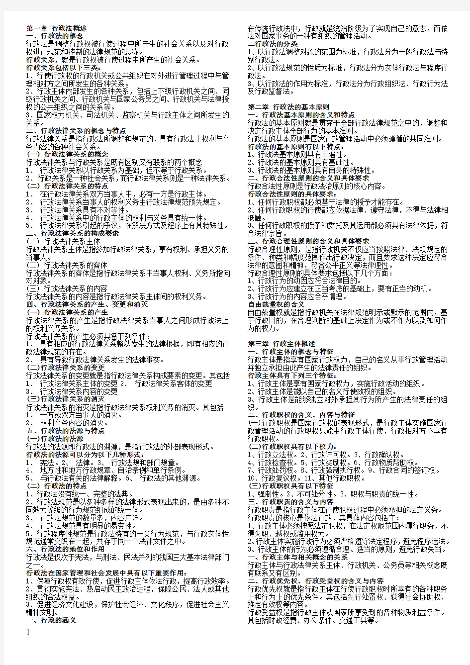 行政法与行政诉讼法重点知识点汇总