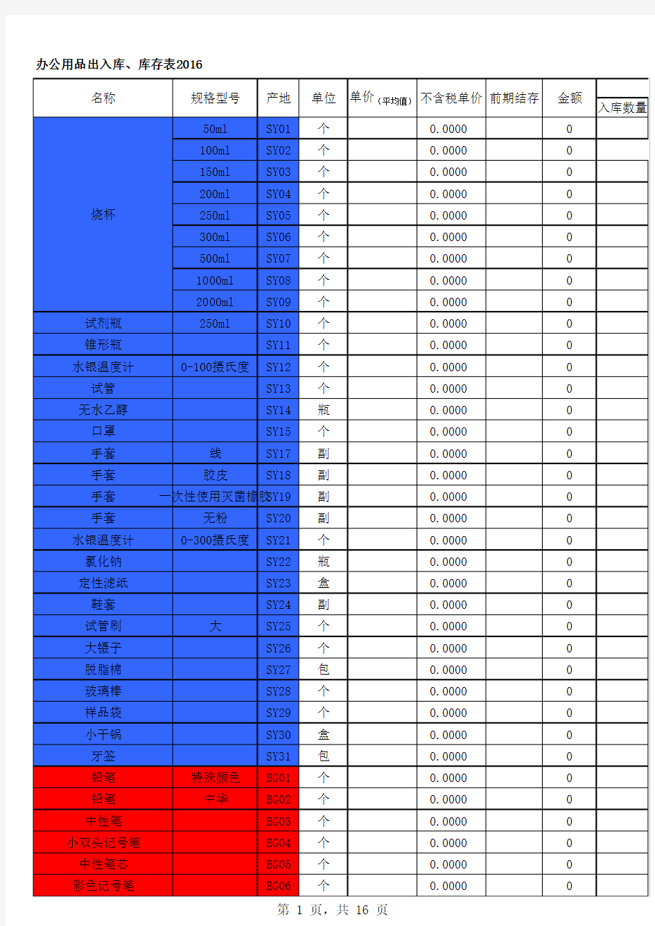 办公用品仓库出入库,库存,结存自动生成