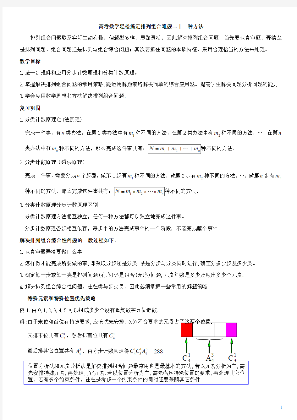 解决排列组合难题二十一种方法