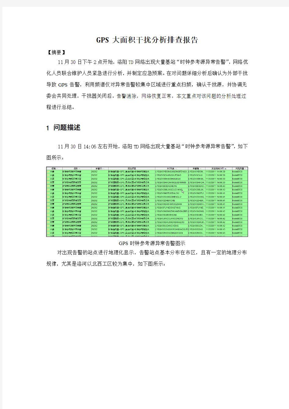 GPS大面积干扰分析排查报告