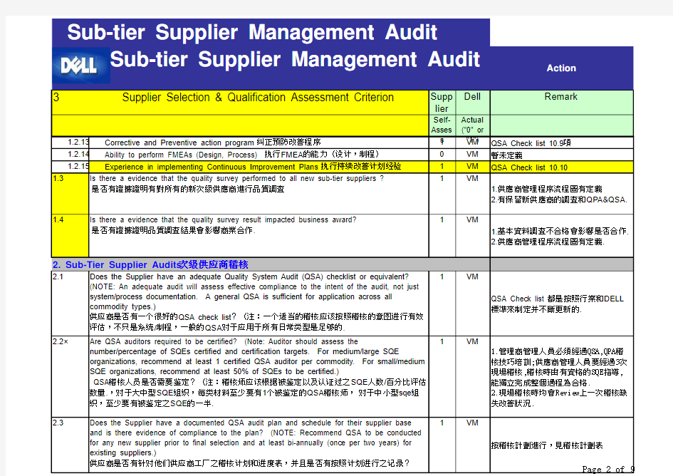 DELL STSM Audit check list(中英文)1.13