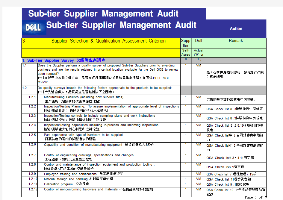 DELL STSM Audit check list(中英文)1.13