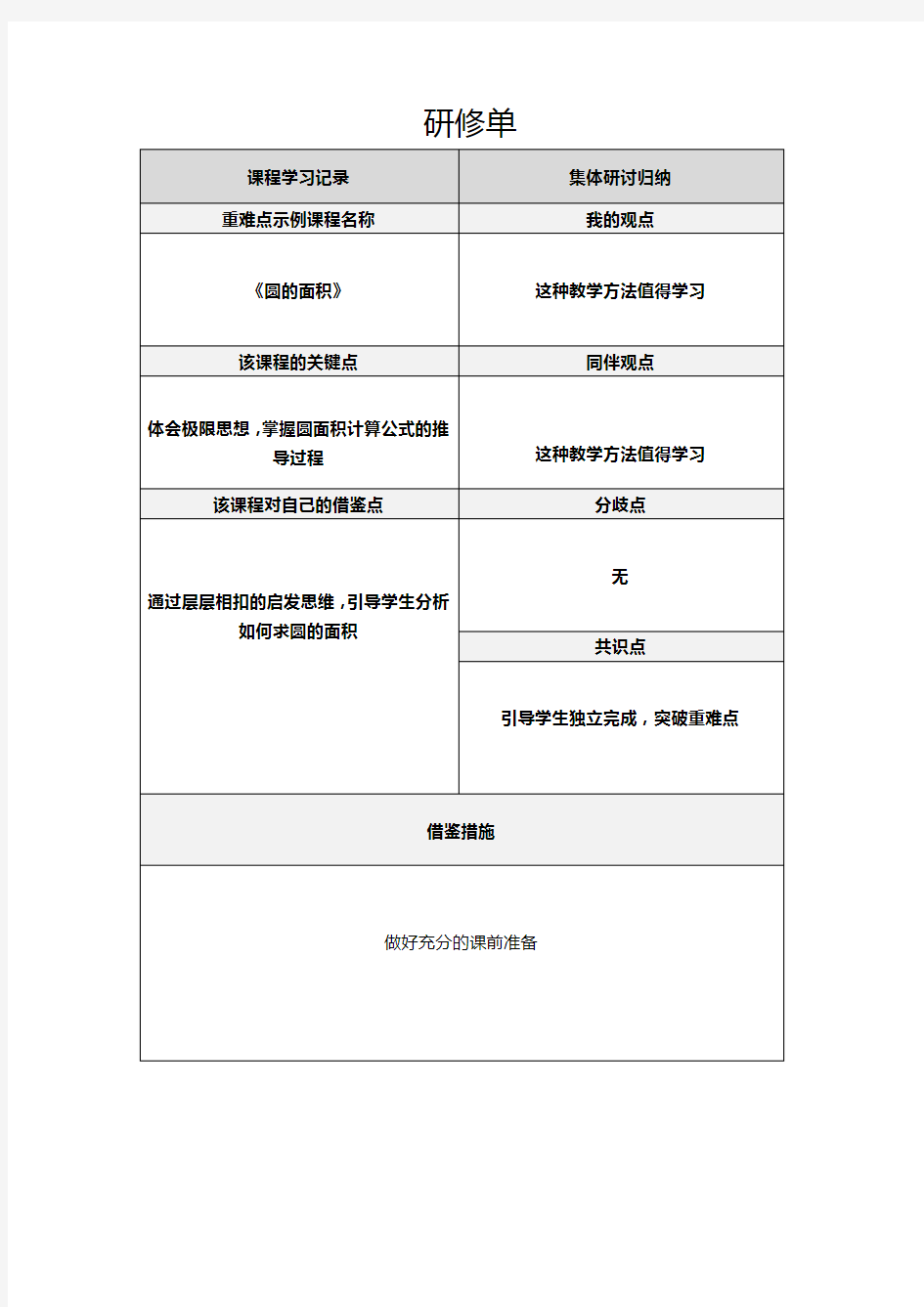 圆的面积计算公式的推导过程