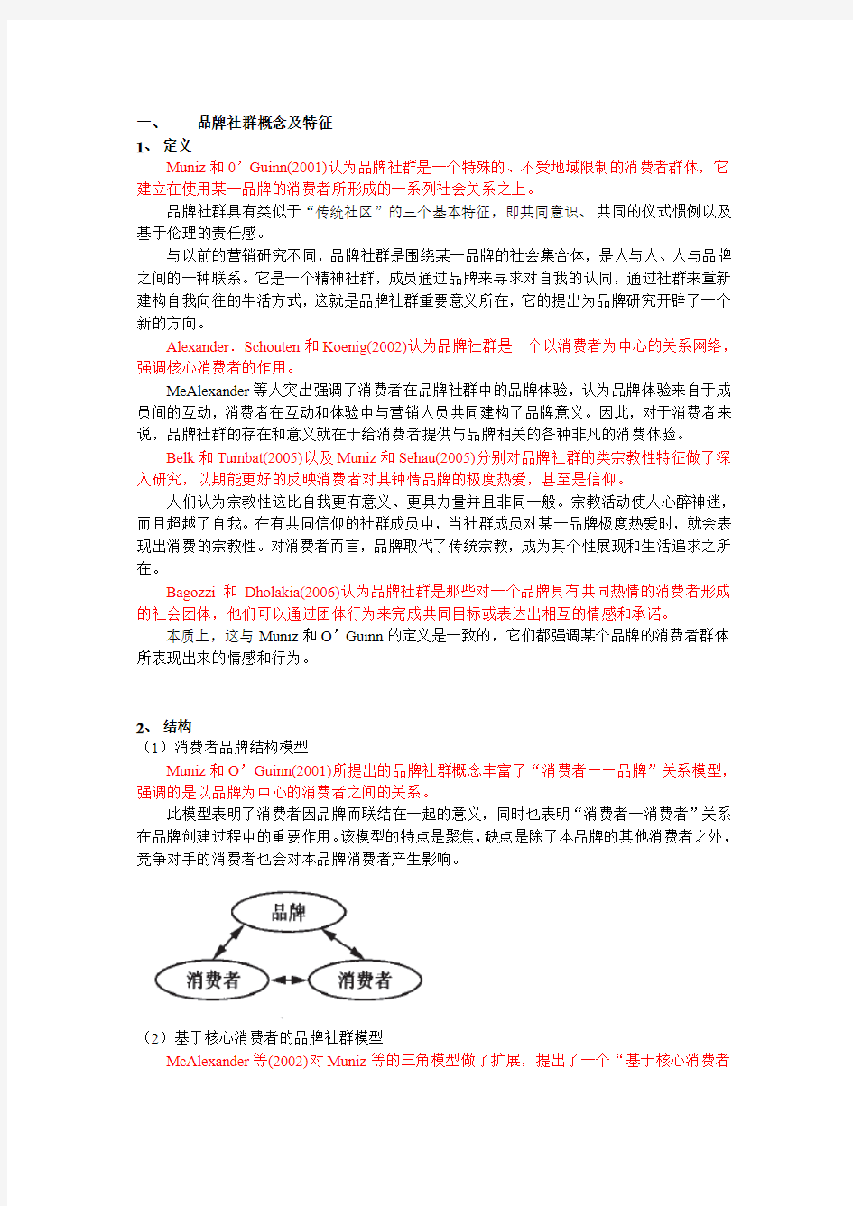 (完整word版)品牌社群文献综述