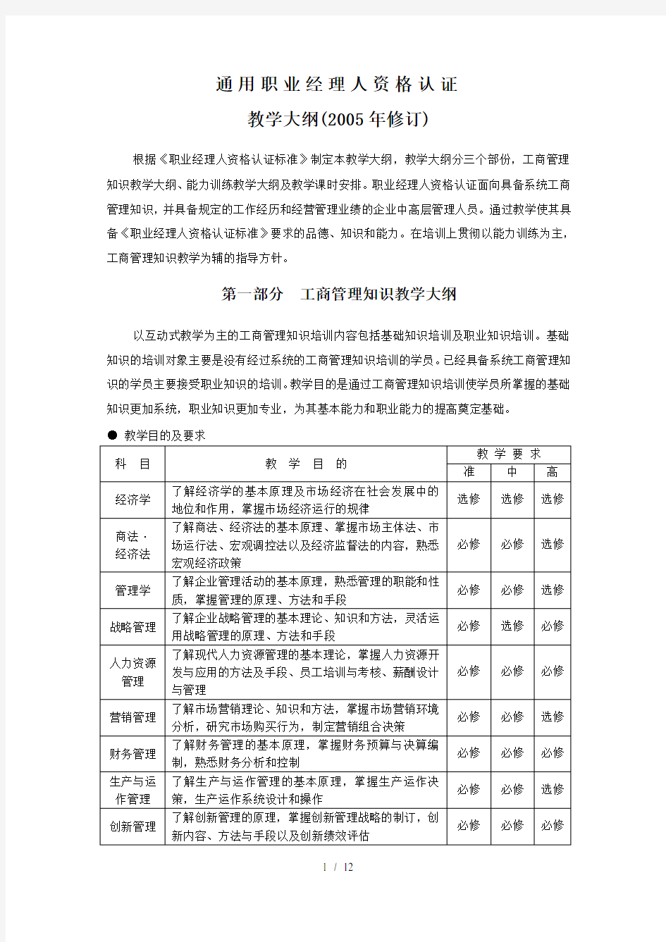 通用职业经理人资格认证