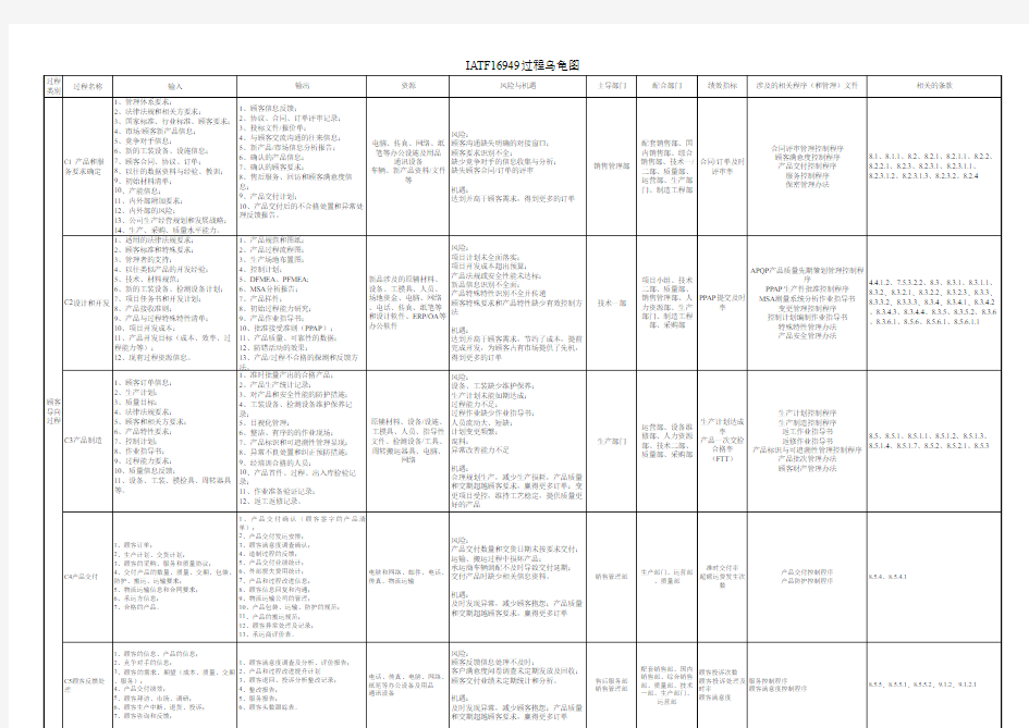 IATF16949-2016版过程乌龟图表