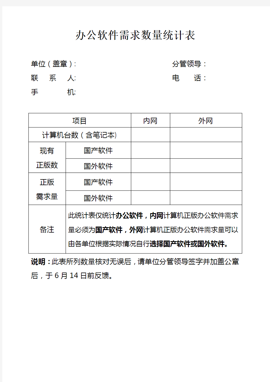 办公软件需数量统计表