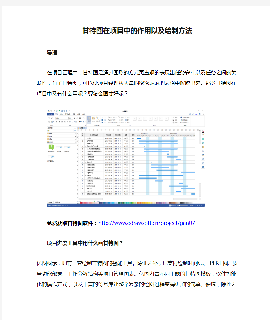 甘特图在项目中的作用以及绘制方法