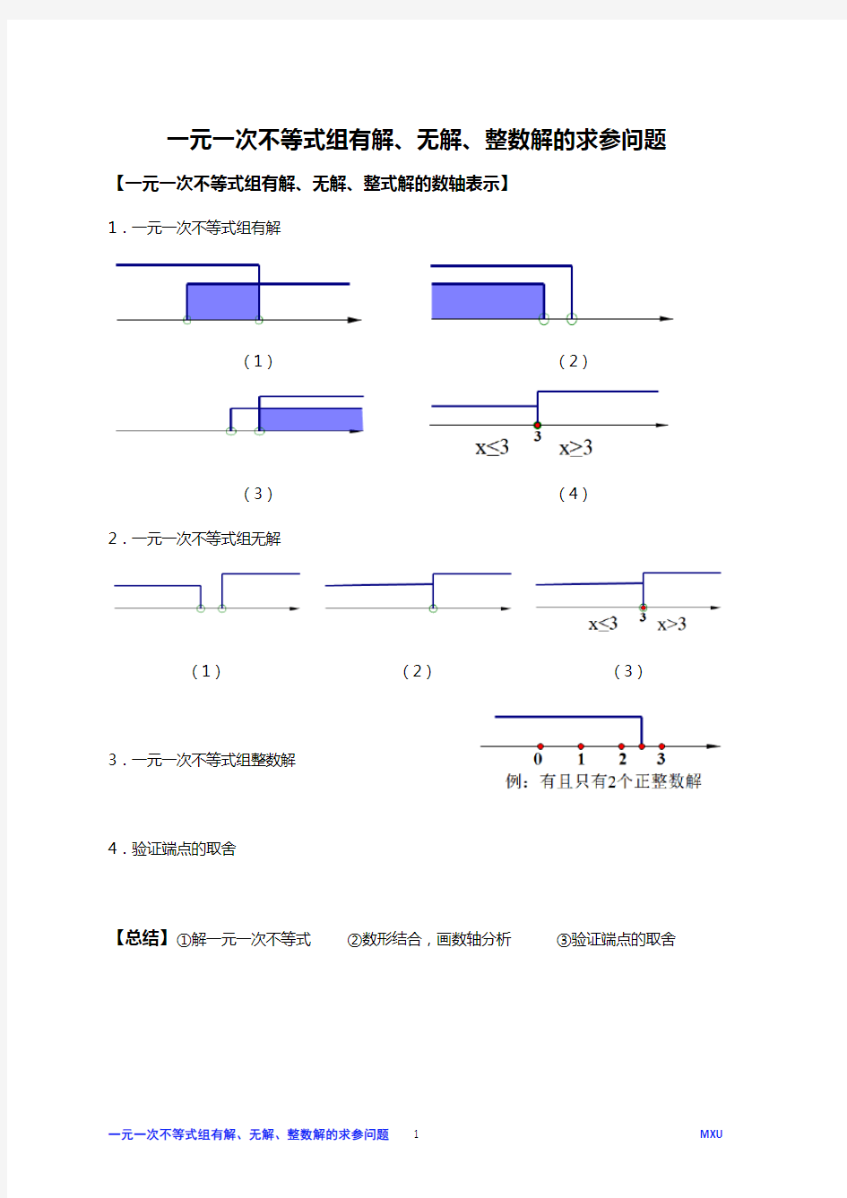 一元一次不等式组有解、无解、整数解求参问题