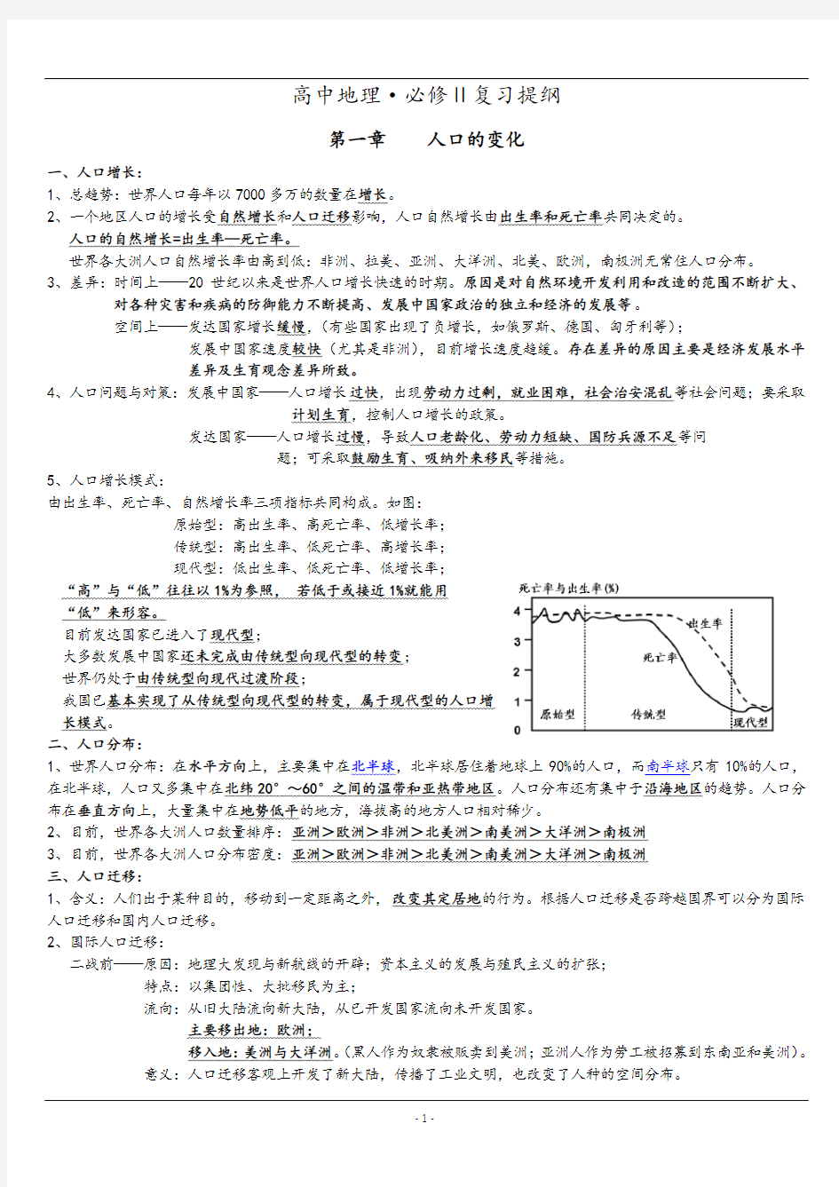 高中地理必修二知识点总结