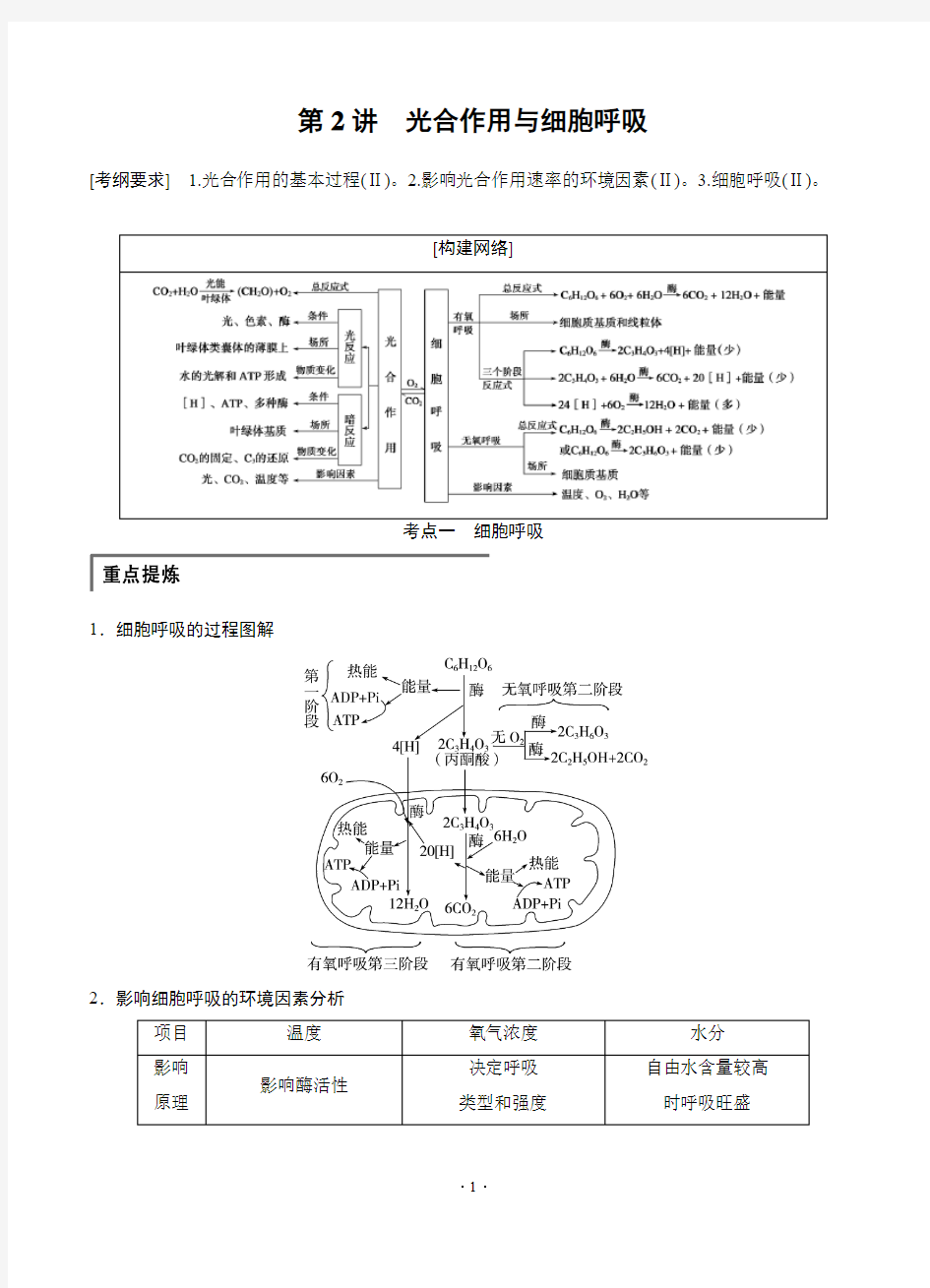 步步高2015高考生物二轮讲义：专题2.2光合作用与细胞呼吸