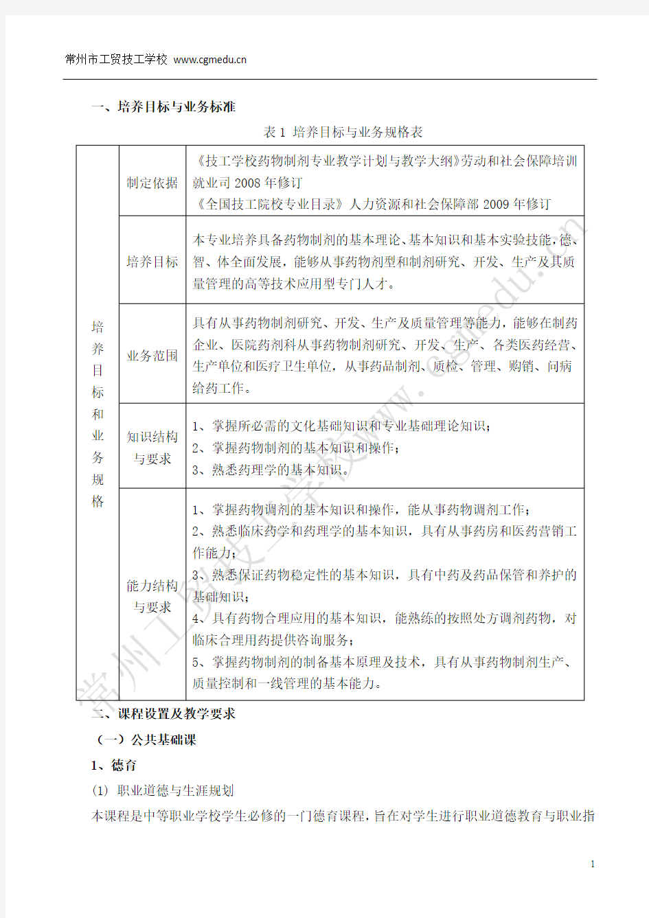 药物制剂教学大纲20120314