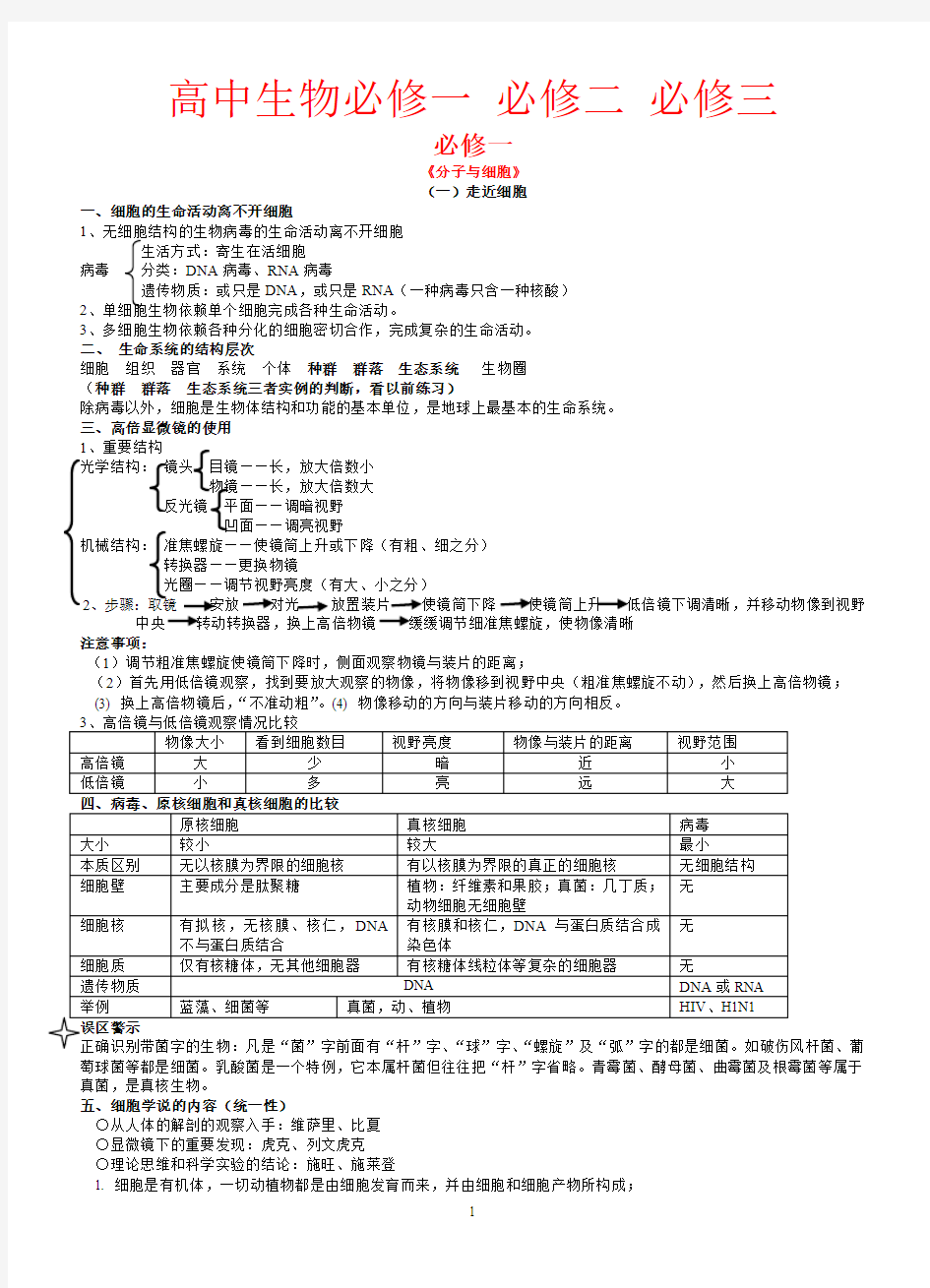 高中生物必修1知识点小结详细1 (4)