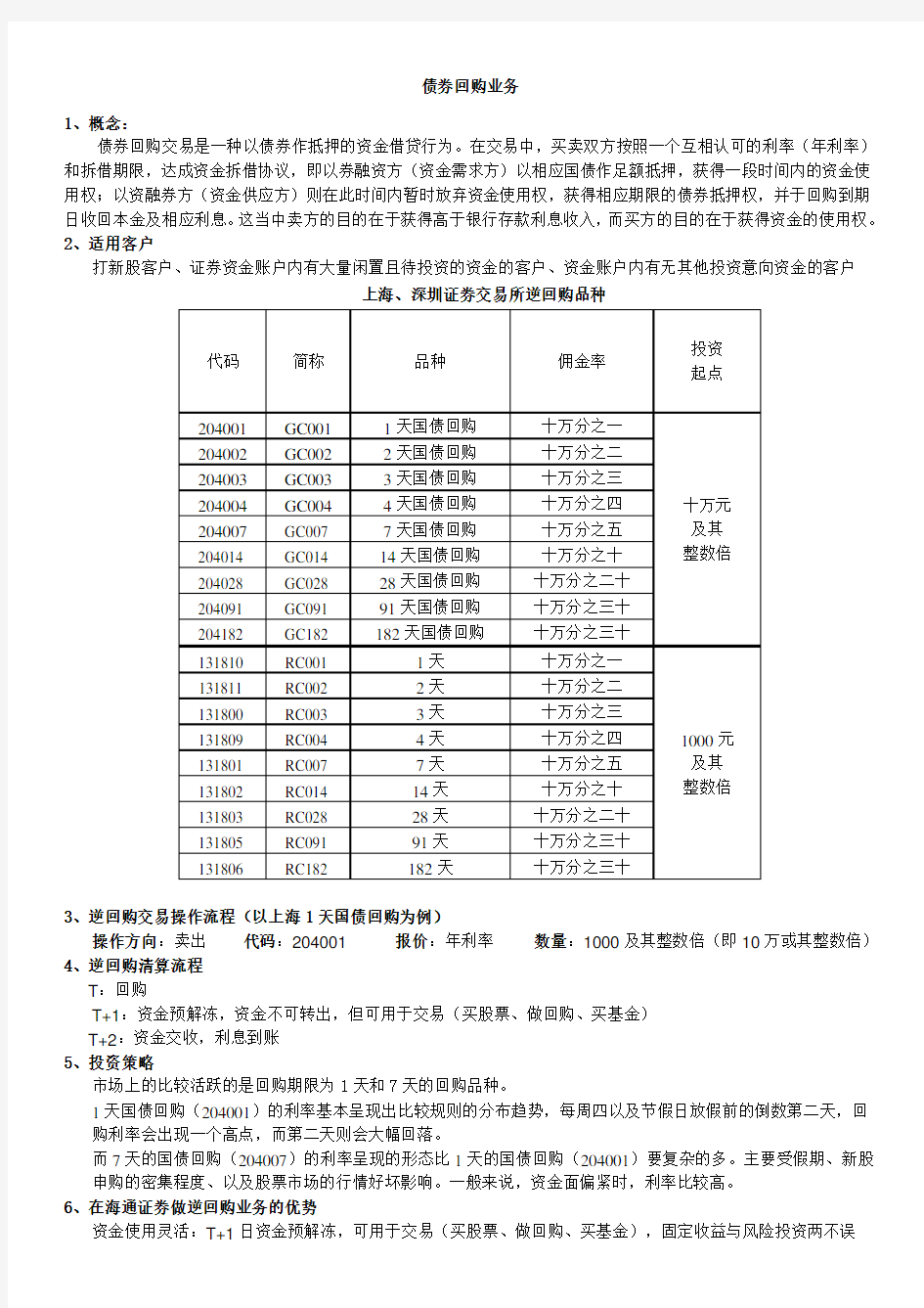 (完整版)国债回购-详细介绍