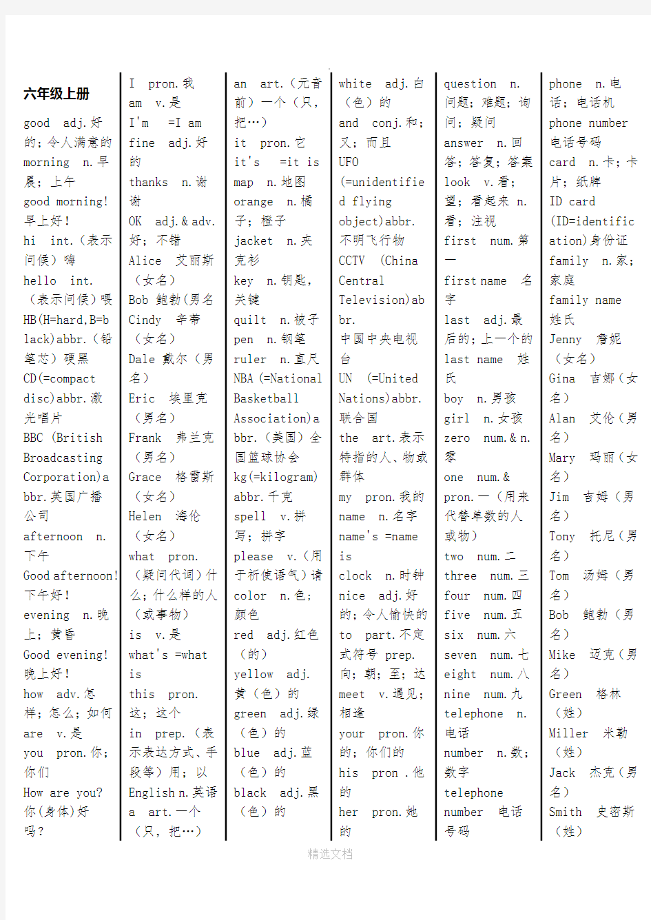 鲁教版初中英语单词表