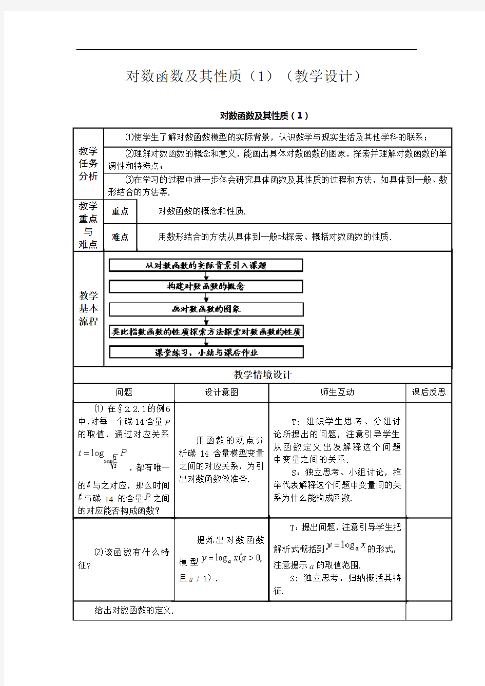 对数函数及其性质