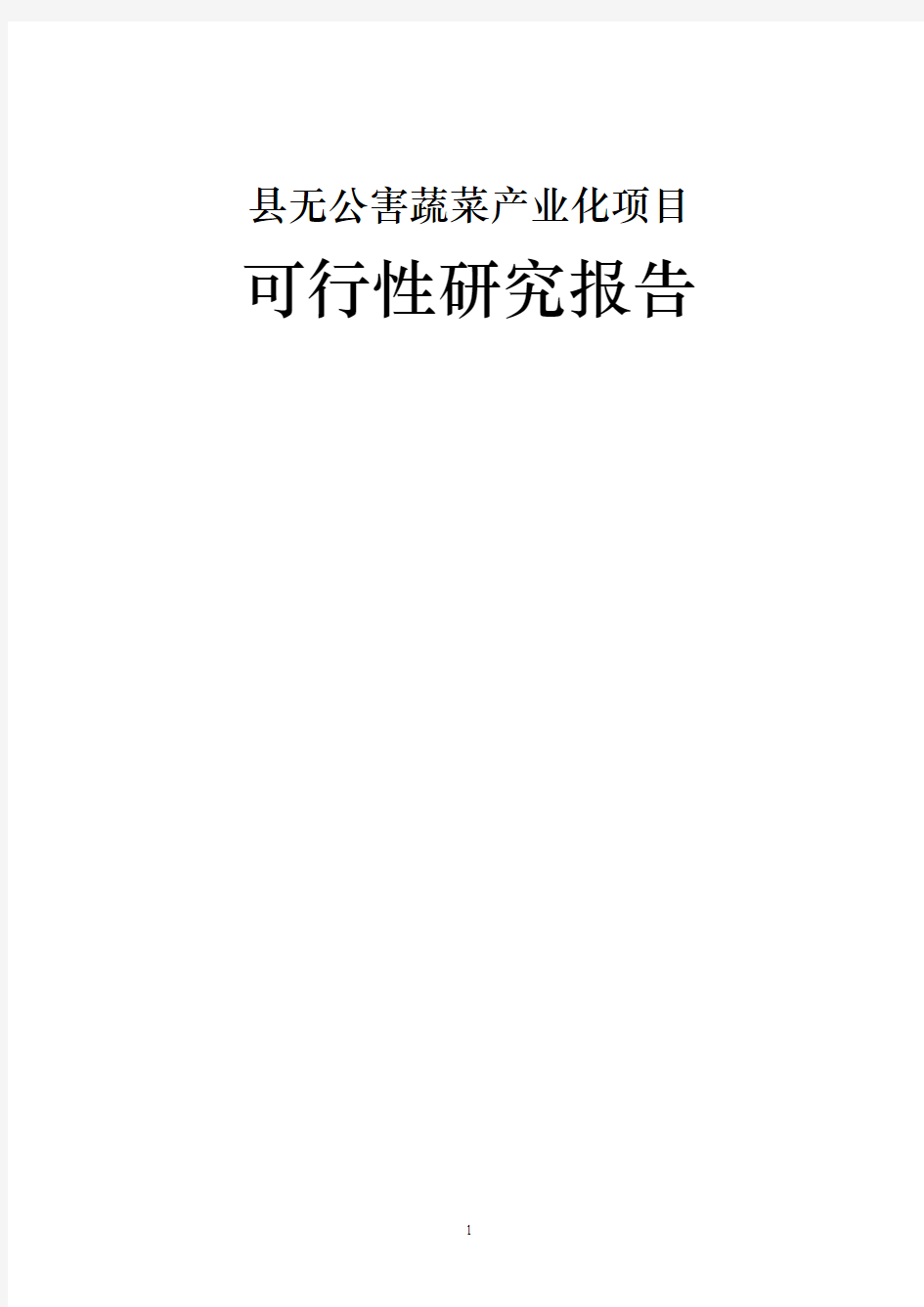 某县无公害蔬菜产业化项目可行性研究报告书(83页优秀甲级资质可行性研究报告书)