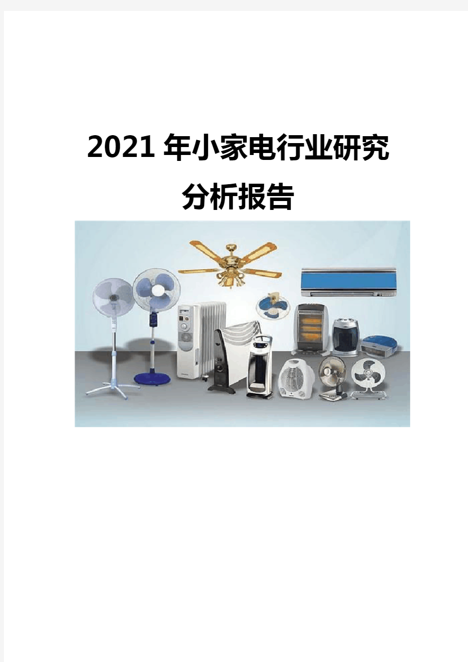 2021小家电行业研究分析报告