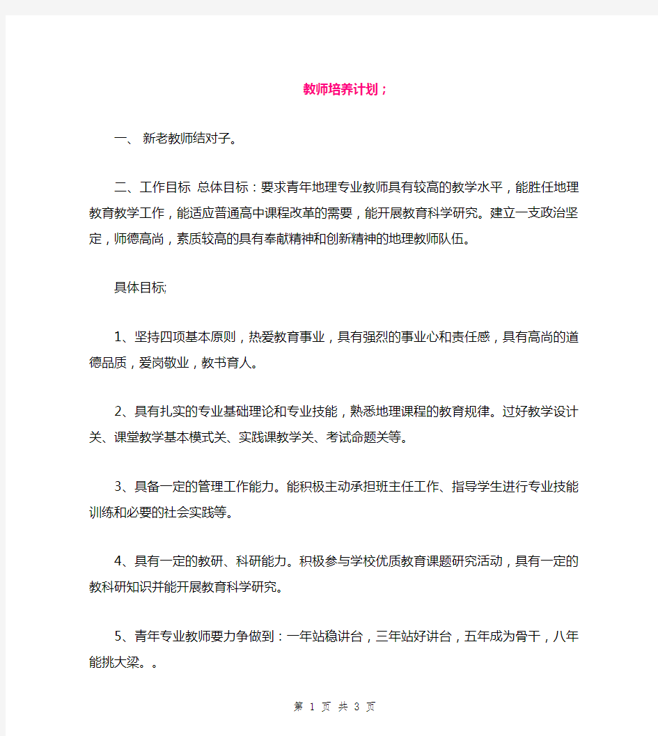 教师培养计划