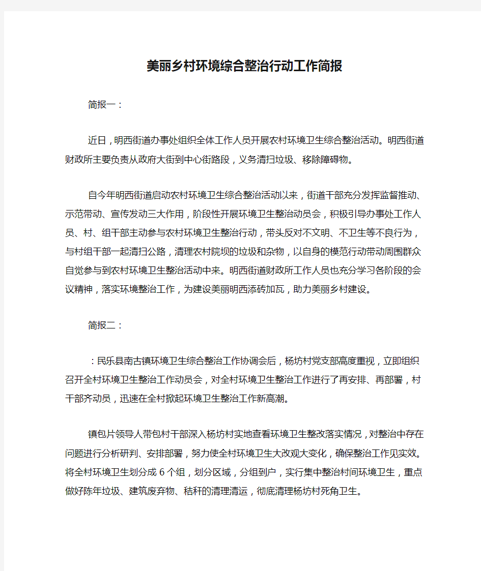 美丽乡村环境综合整治行动工作简报