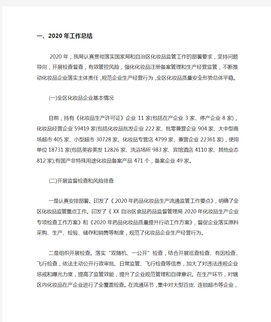 药监局的2020年工作总结和2020年重点工作计划.docx